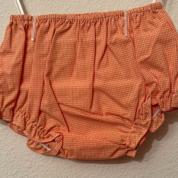 Petit Ami Green Orange Check Pumpkin Applique Dress Set 6 Months - Picture 4 of 5